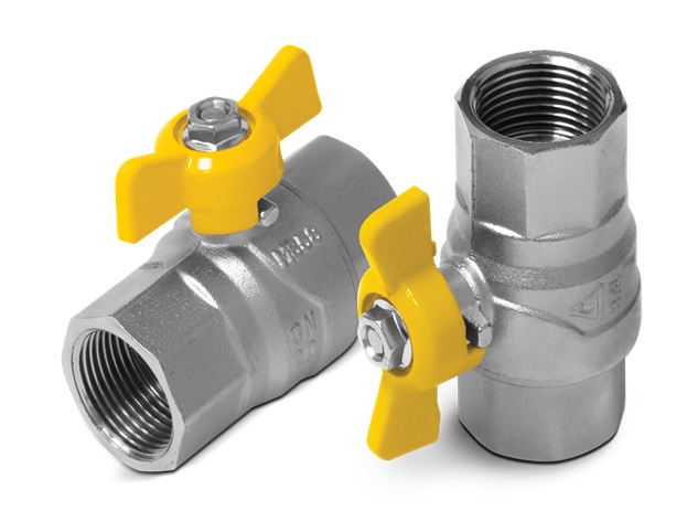 REGISTRO DE ESFERA PP P/ GÁS RETA BORBOLETA AMARELA -  FF